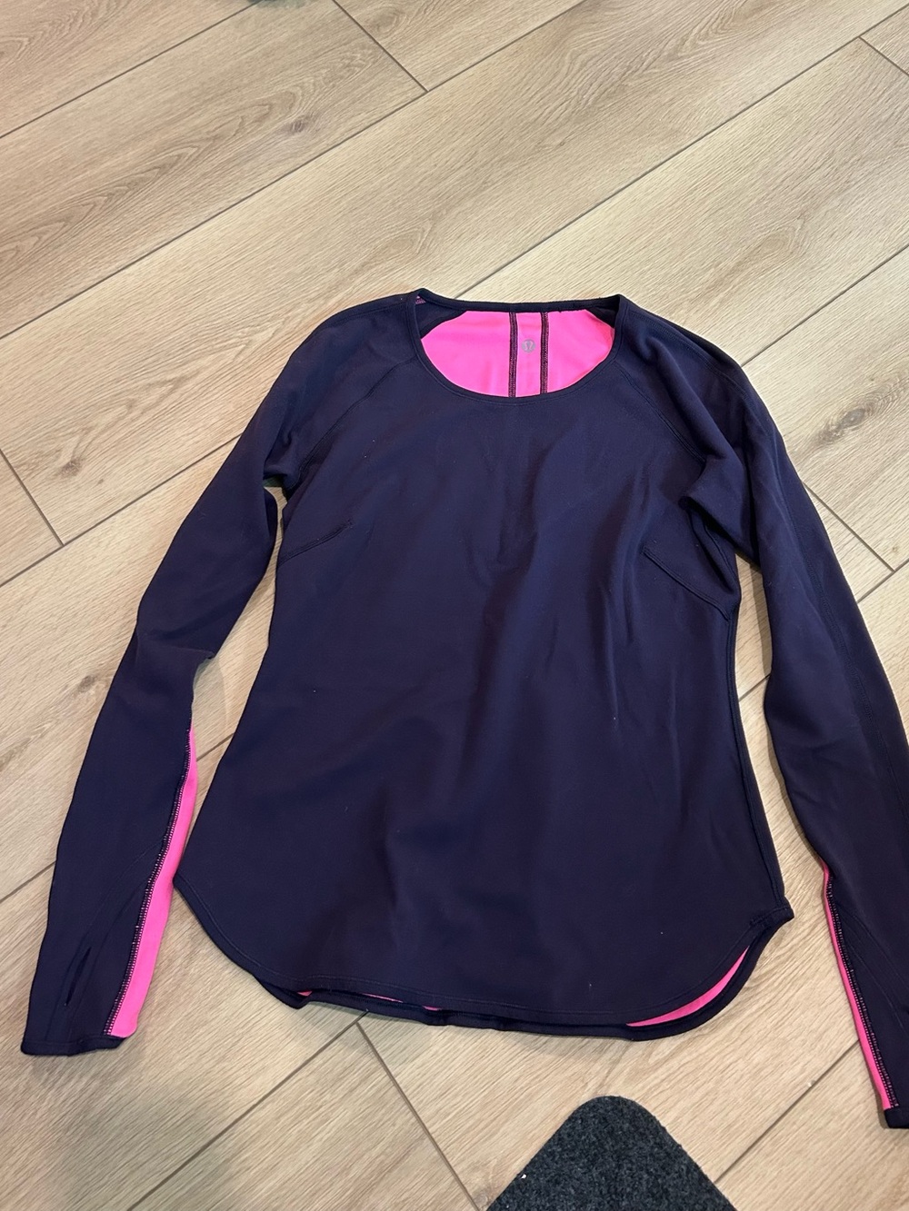 lululemon athletica Long-Sleeve Performance Tee in Dark Purple with Pink Accents